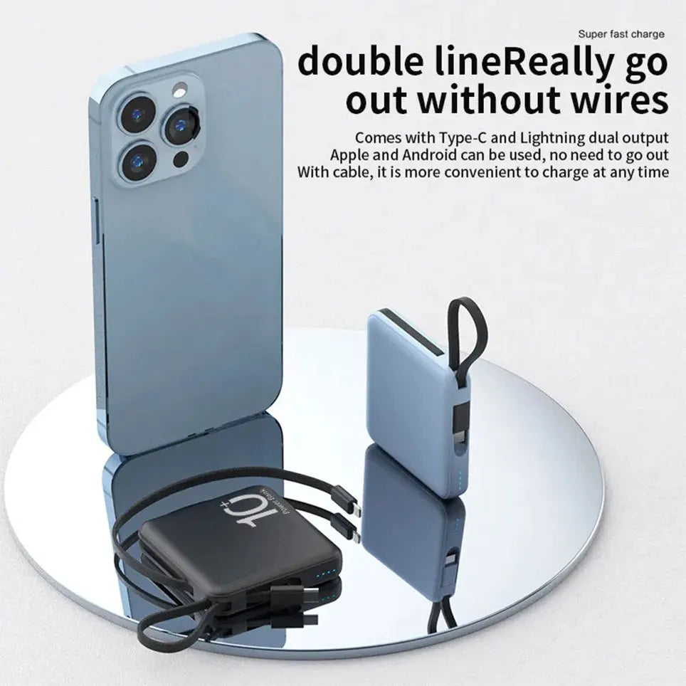 Mini power bank with builtin code,portable compact power