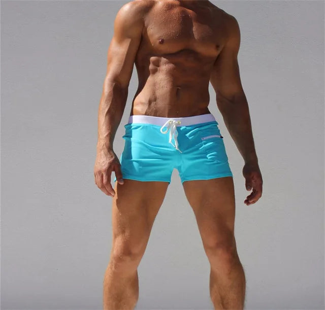 Mens Swim Shorts Swim Trunks Drawstring Mesh Lining