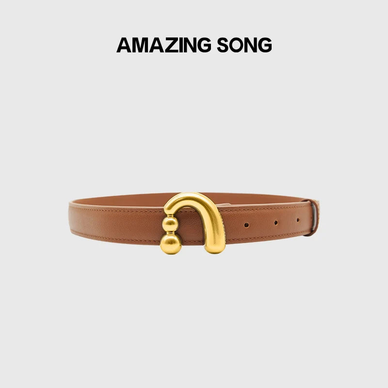 Metal Buckle Studded Belt for Women