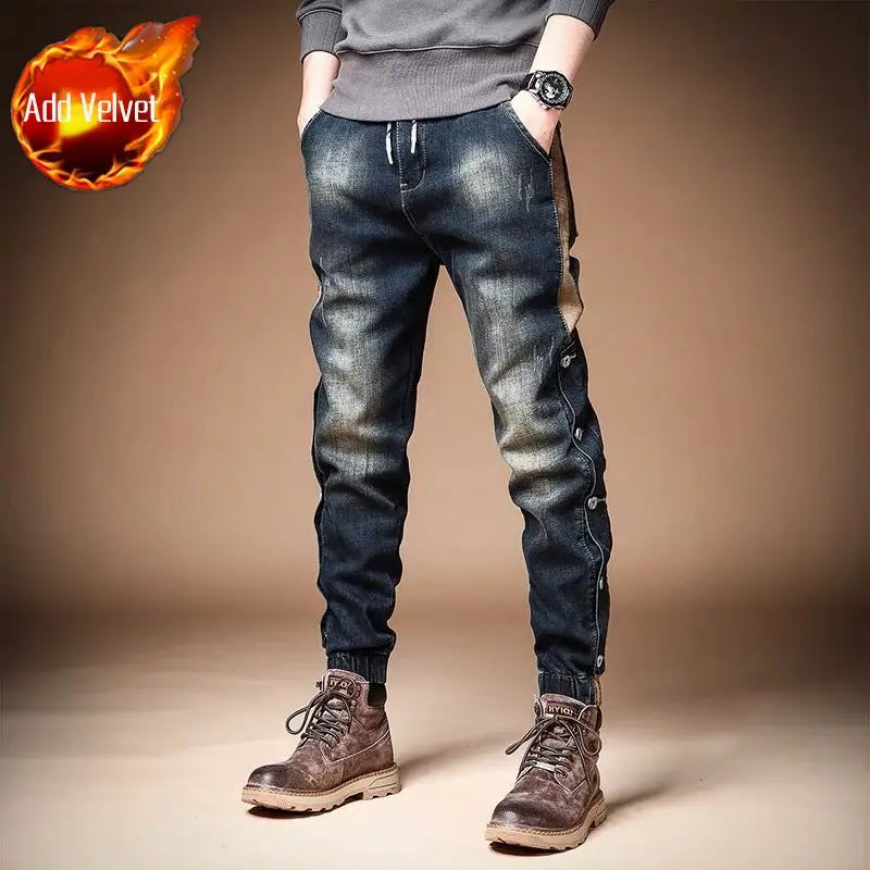 Trousers with Print Stretch Male Cowboy Pants Elastic