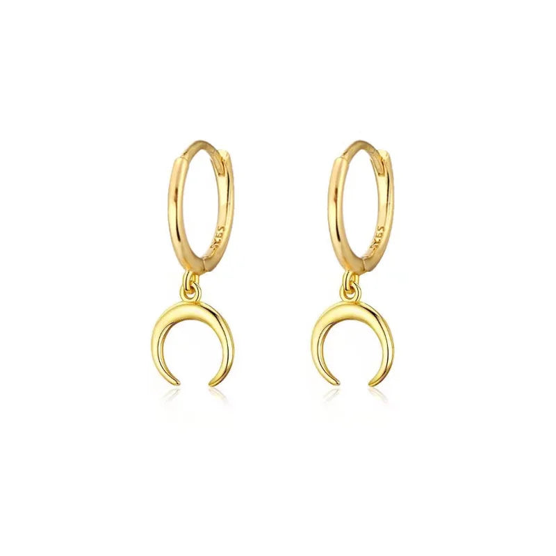 CCFJOYAS 925 Sterling Silver Lightning/Awl/Animal Pendant Hoop Earrings