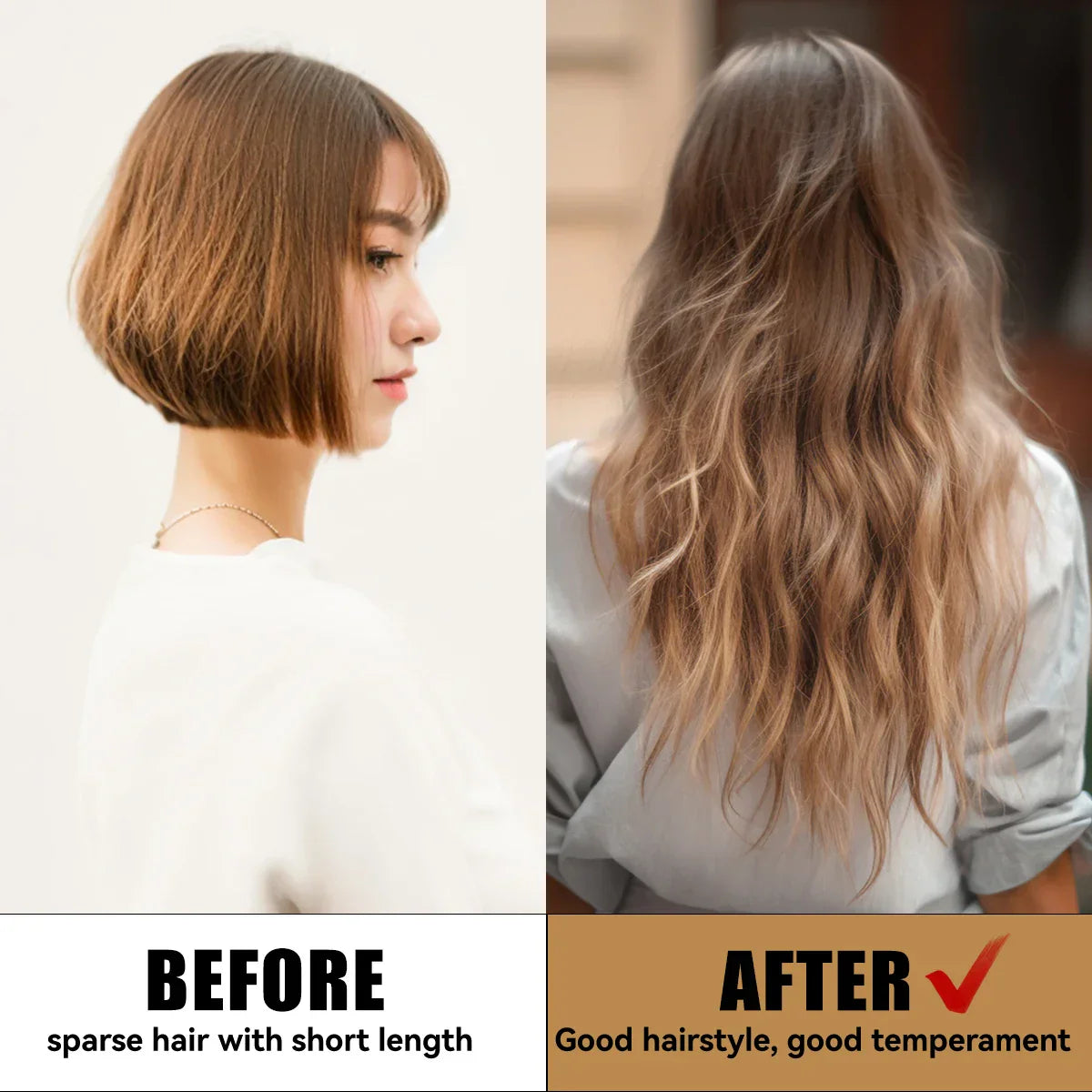 HAIRCUBE Synthetic No Clip Hair Extension Natural Hair