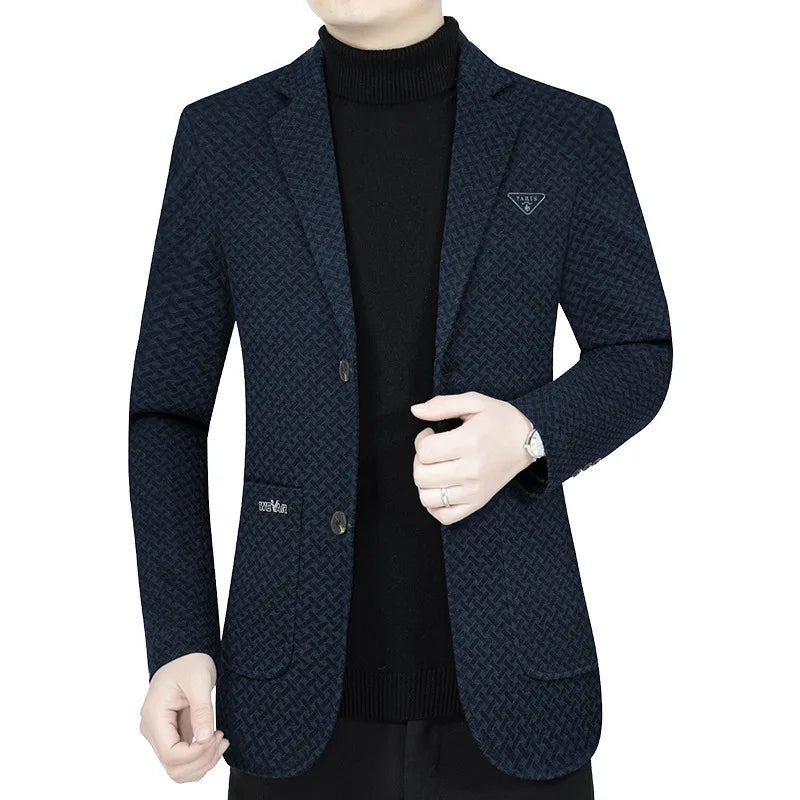 Men Business Casual Blazers Jackets New Male Checkered