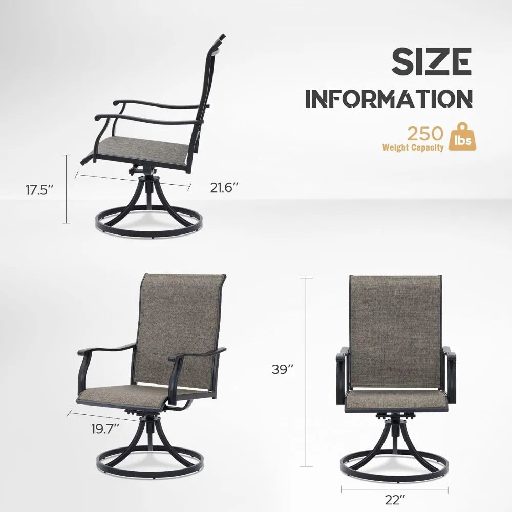 Swivel Patio Chairs Set of 2, High Back