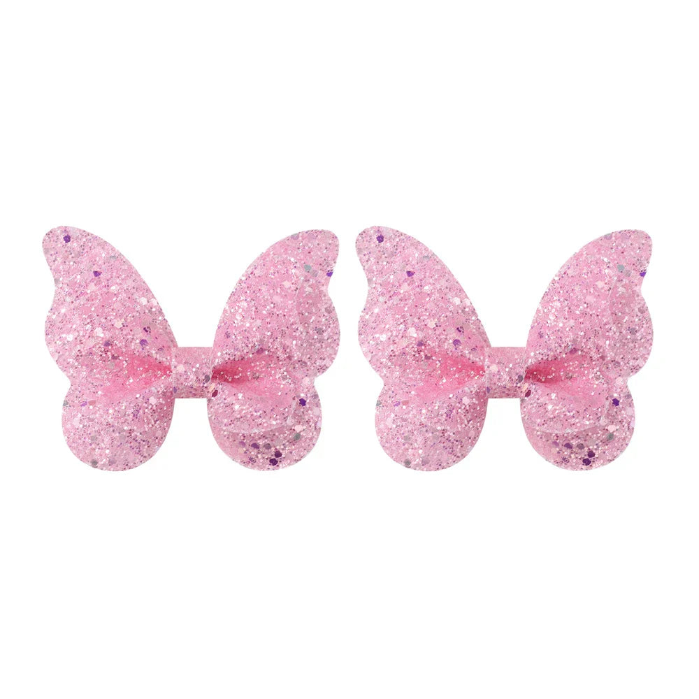 2/4/5Pcs Girls Cute Sequins Double Butterfly Hair Clip