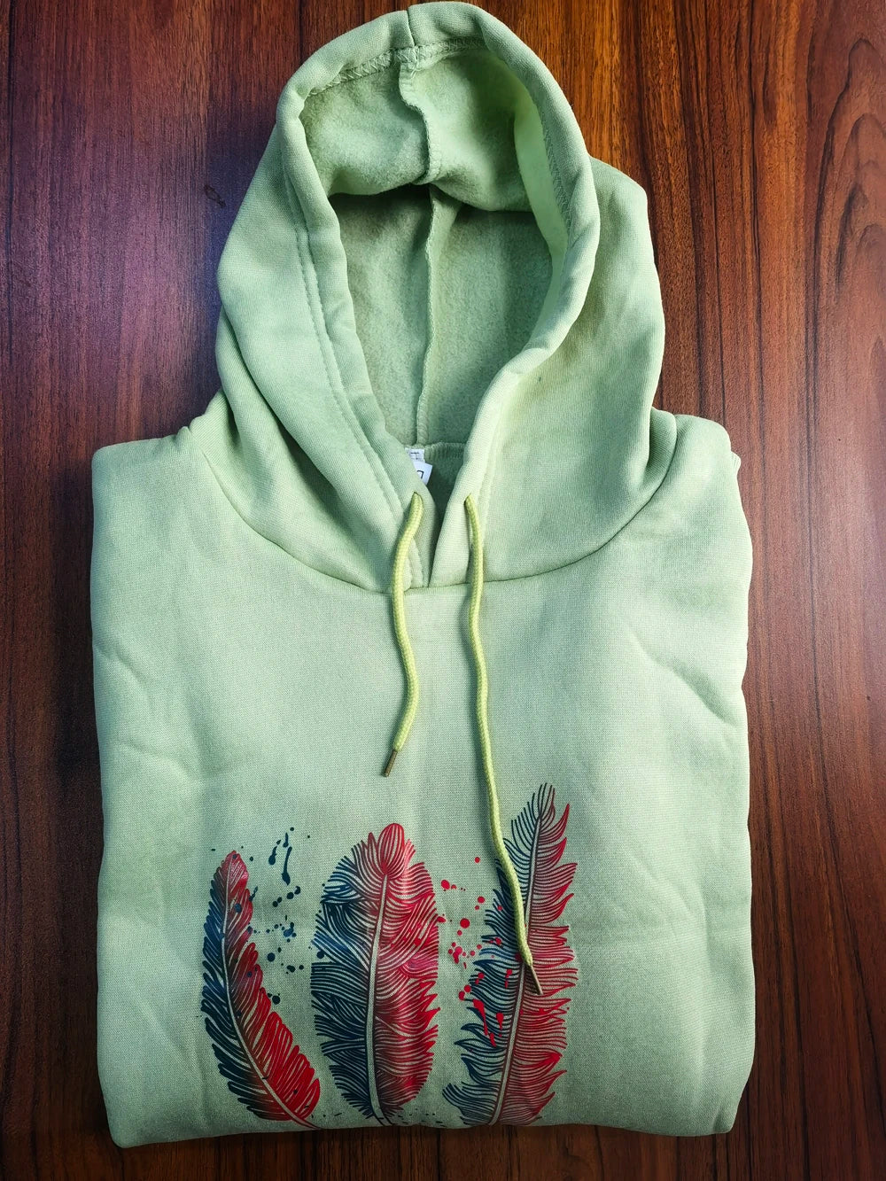 Plus Size Women Fashion Feather Printed Hoodies Autumn