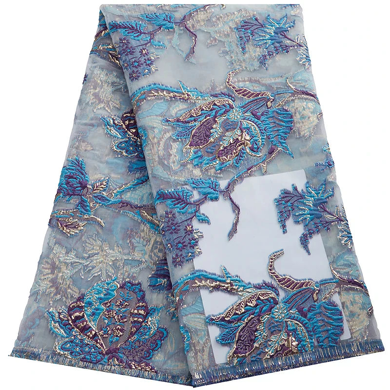 African Tulle Lace Fabric 2024 Satin Nigerian Brocade