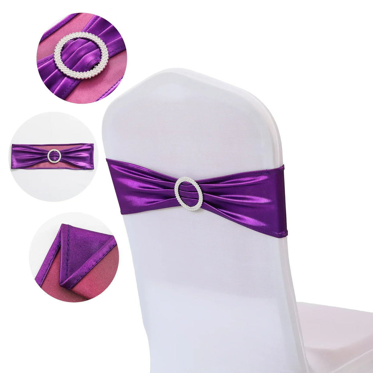 20 Pieces Spandex Chair Sashes with Buckle ,Metallic