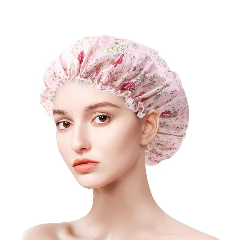 Women Satin Bonnets Printed Floral Edge Nightcap Fashion