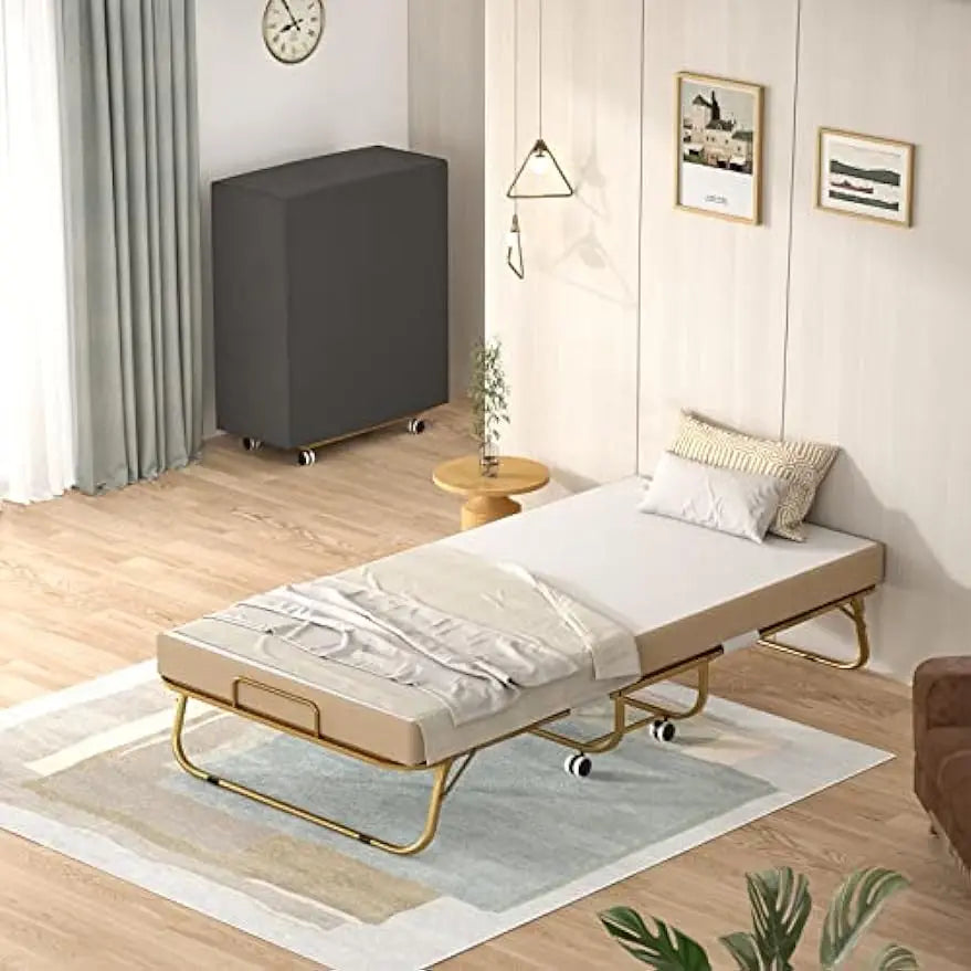 Folding Bed with Mattress, Portable Foldable Bed with
