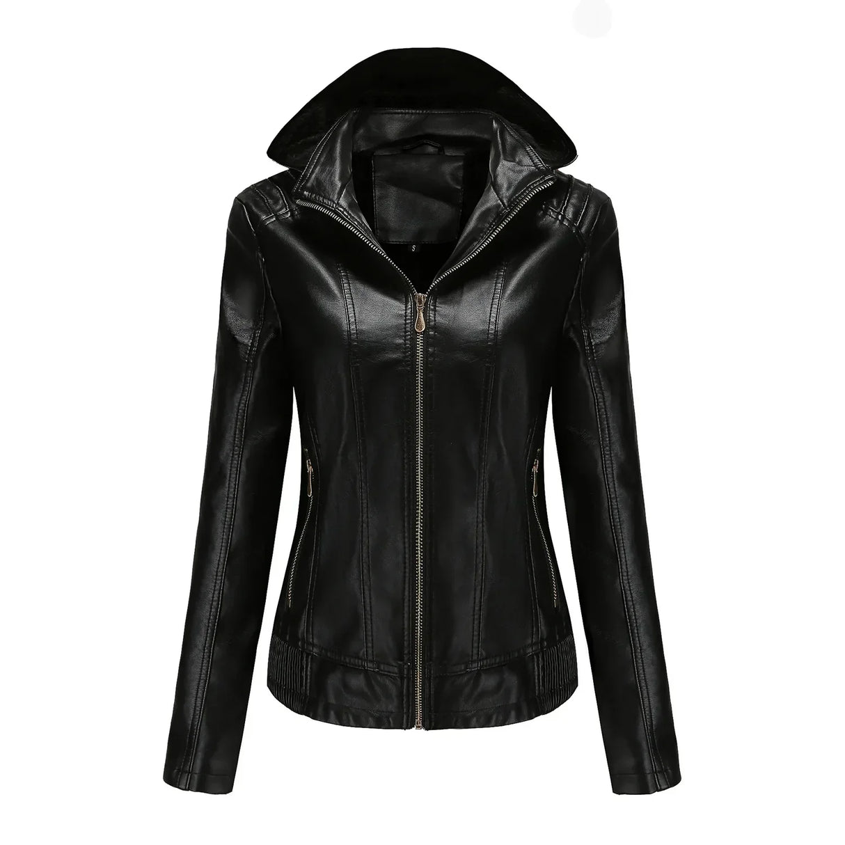 Women's Moto Biker Zipper Jacket Hooded Faux Fur