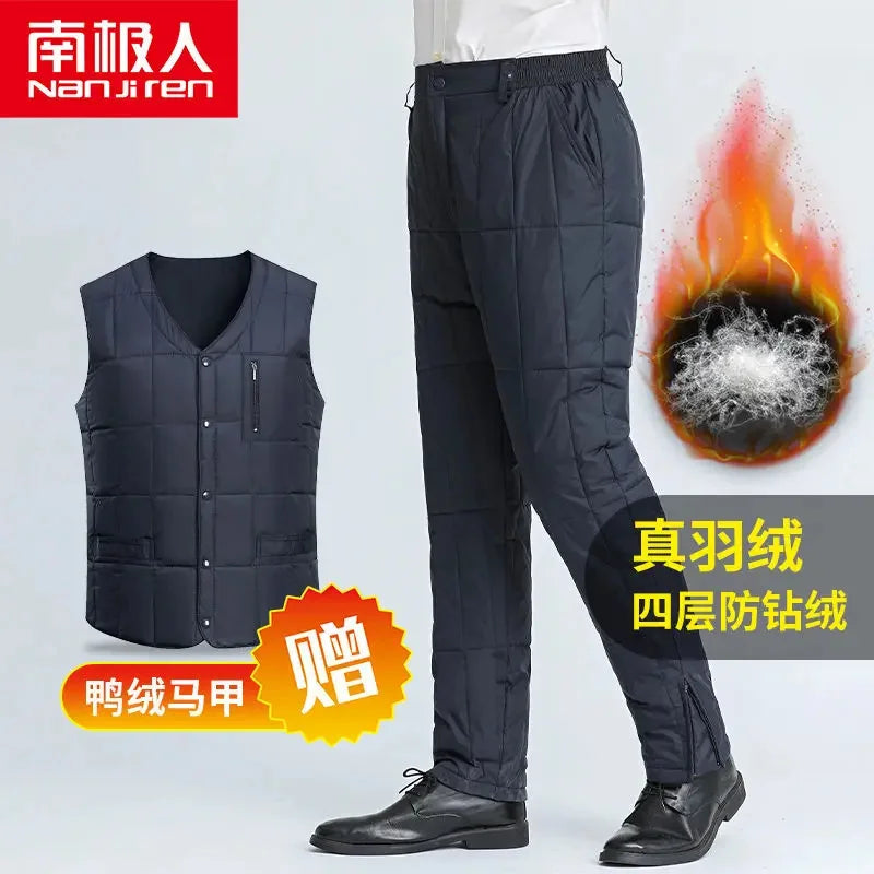 Warm Winter Trousers Down Pants Thickened High Waist