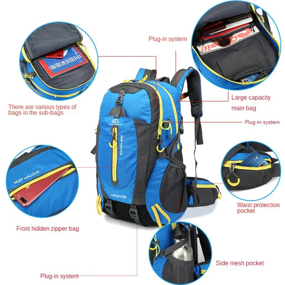 Waterproof Climbing Backpack Rucksack 40L Outdoor Sports Bag