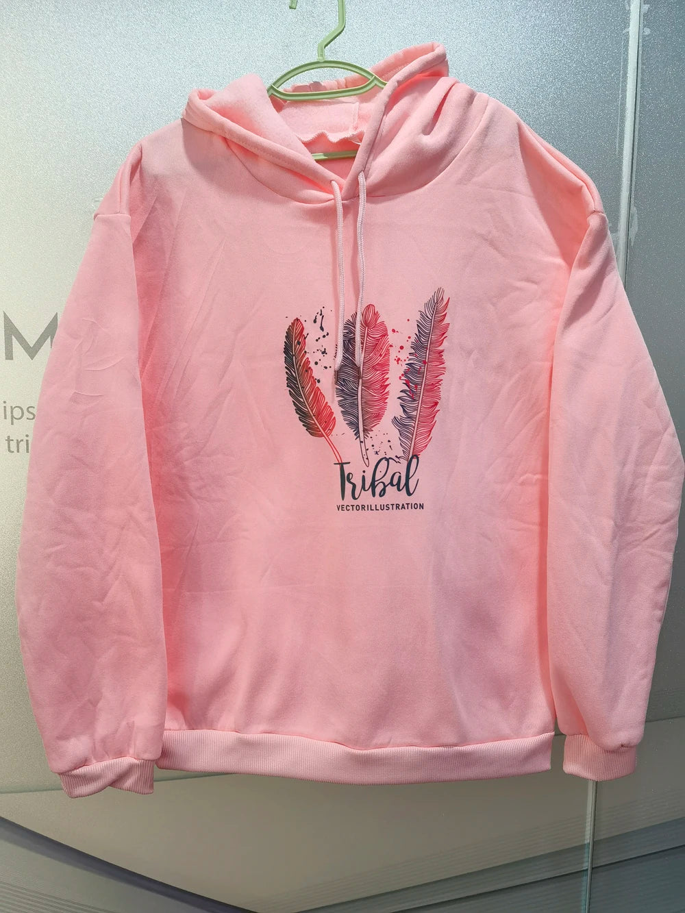 Plus Size Women Fashion Feather Printed Hoodies Autumn