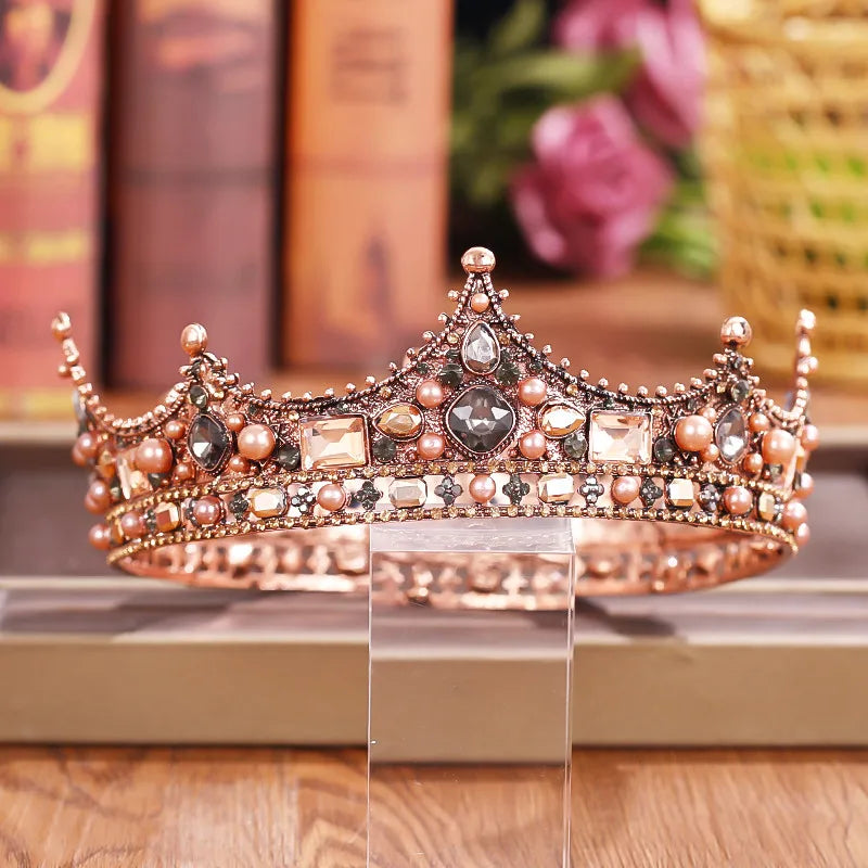Crystal Rhinestone Round Crown Tiara Hair Jewelry Wedding