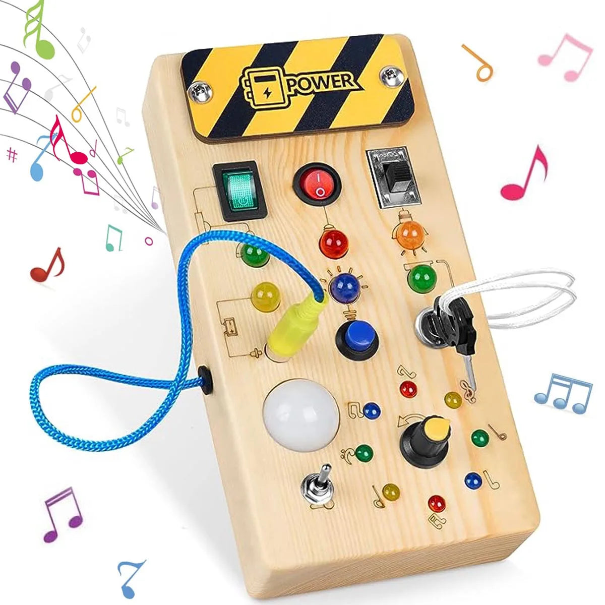 Montessori Busy Board Sensory Toys Wooden With LED