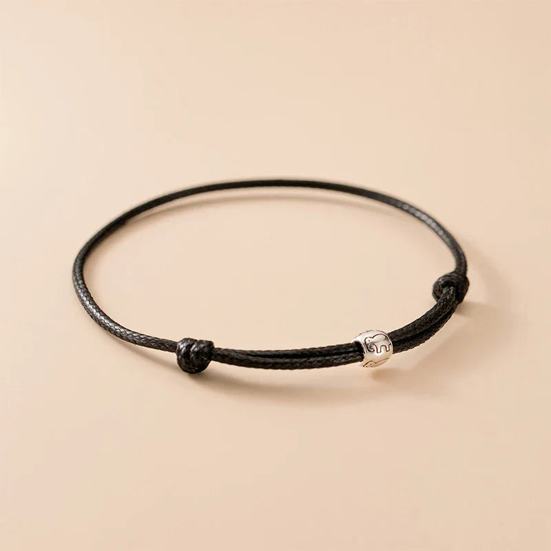 YIZIZAI 925 Sterling Silver Cute Elephant Simple Wax