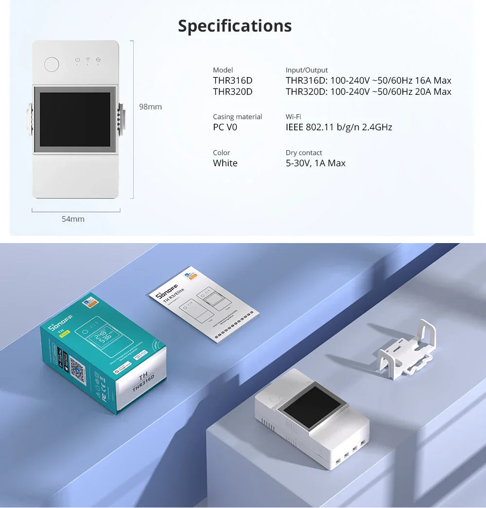 Sonoff TH16 Smart Wifi Switch Monitoring Temperature Humidity