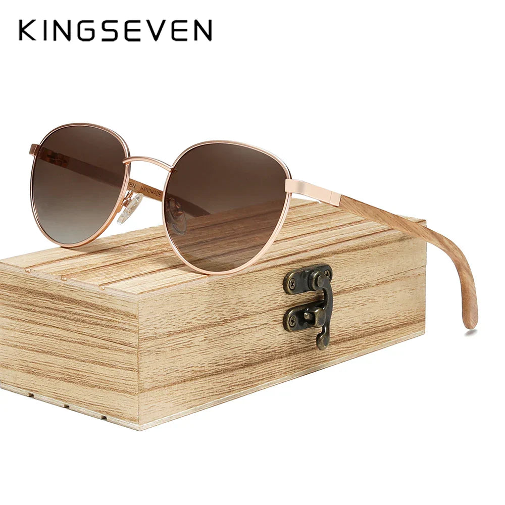 KINGSEVEN Sunglasses For Men UV400 Polarized Women’s Eyeglass Frame Natural Wood Fashion Sun Glasses Protection Eyewear