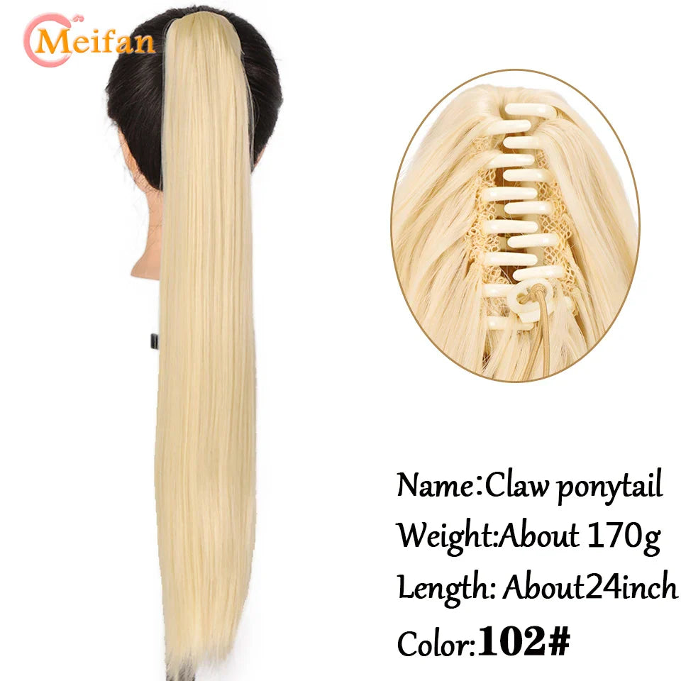 MEIFAN Long Synthetic Wavy Clip in Hair Ponytail