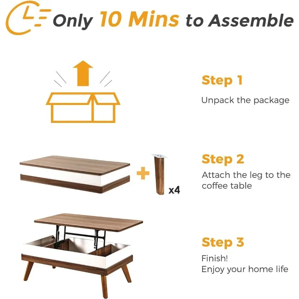 Easy-to-Assembly Center Table With Hidden Storage Compartment Modern