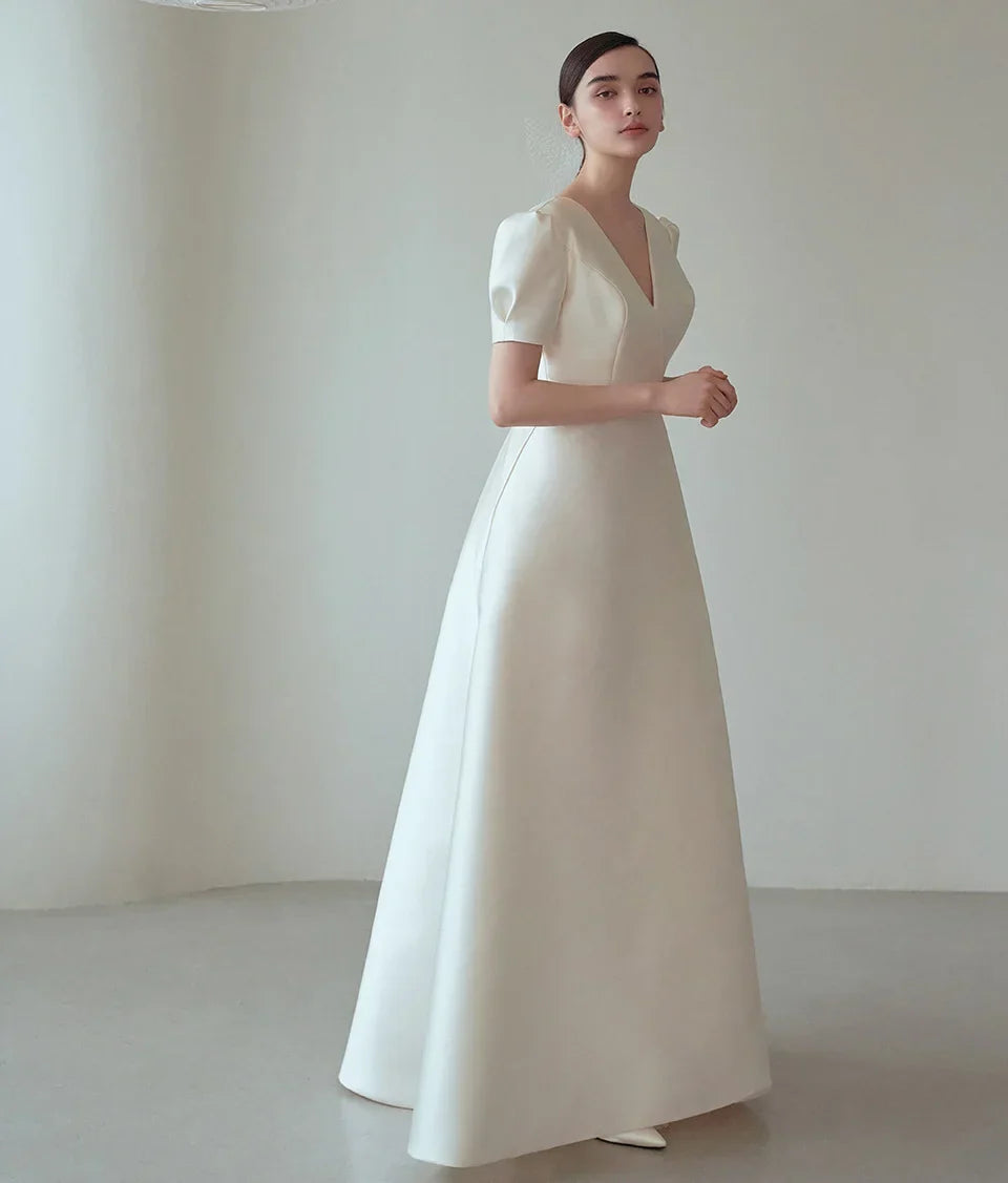 KOYOUN V Neck Simple Wedding Dresses with Short