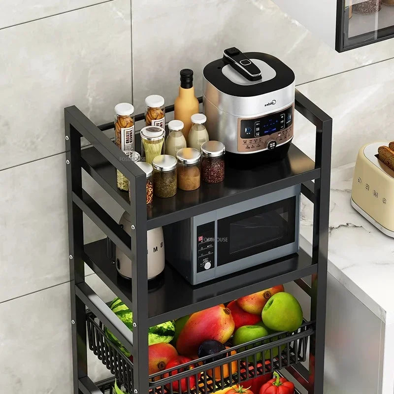 Home Kitchen Trolley Multifunction Oven Microwave Cart Moving