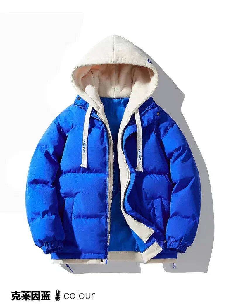 Winter men's loose coat hooded windproof warm padded