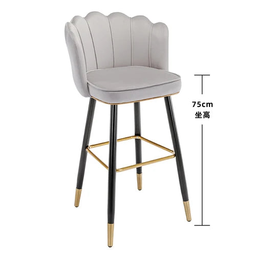 Leather High Bar Chair Modern Nordic Luxury Blue