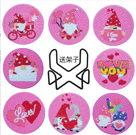 8Pcs DIY Diamonds Painting Coaster Animal Flower Non-slip