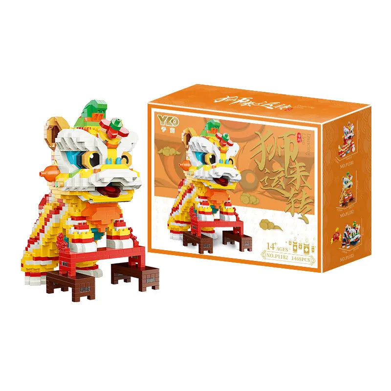 Chinese Lion Dance Building Blocks Mascot Assemble Small