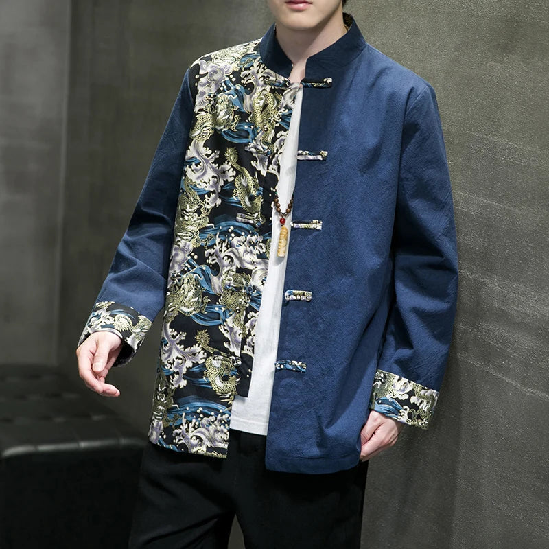 Men's Shirts Embroidered 2024 Spring Chinese Style Retro