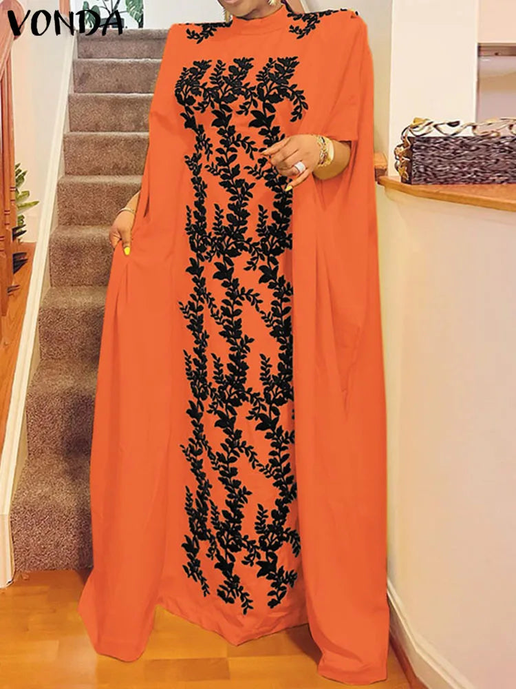 Plus Size VONDA Women Printed Maxi Dresses Summer