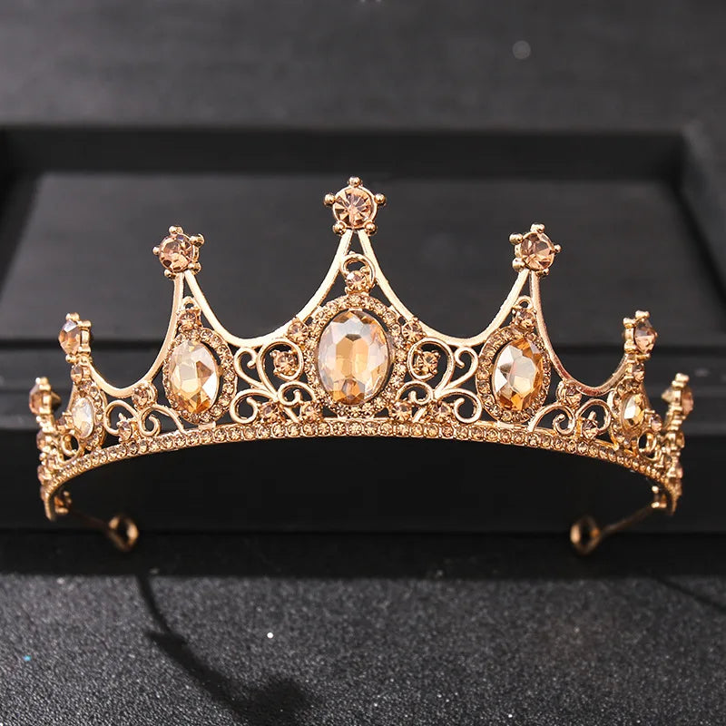 Wedding Hair Accessories Baroque Rhinestone Crystal Crown Tiara