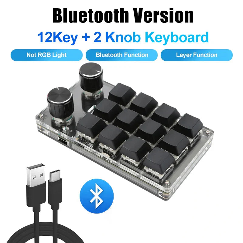 Macro Programming Keyboard Bluetooth USB Backlit 2.4G Wireless