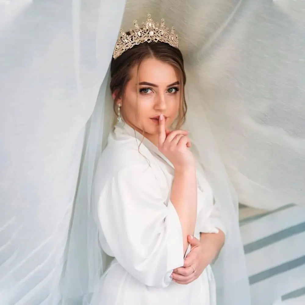 Vintage Queen Crown Durable Gorgeous Baroque Crystal Headbands