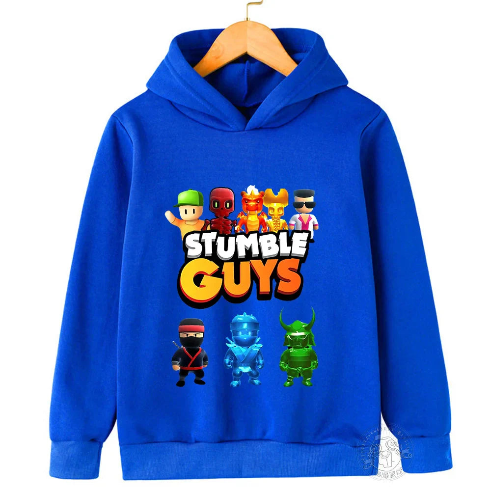Kids Anime Stumble Guys Hooded Sweatshirts Long Sleeve