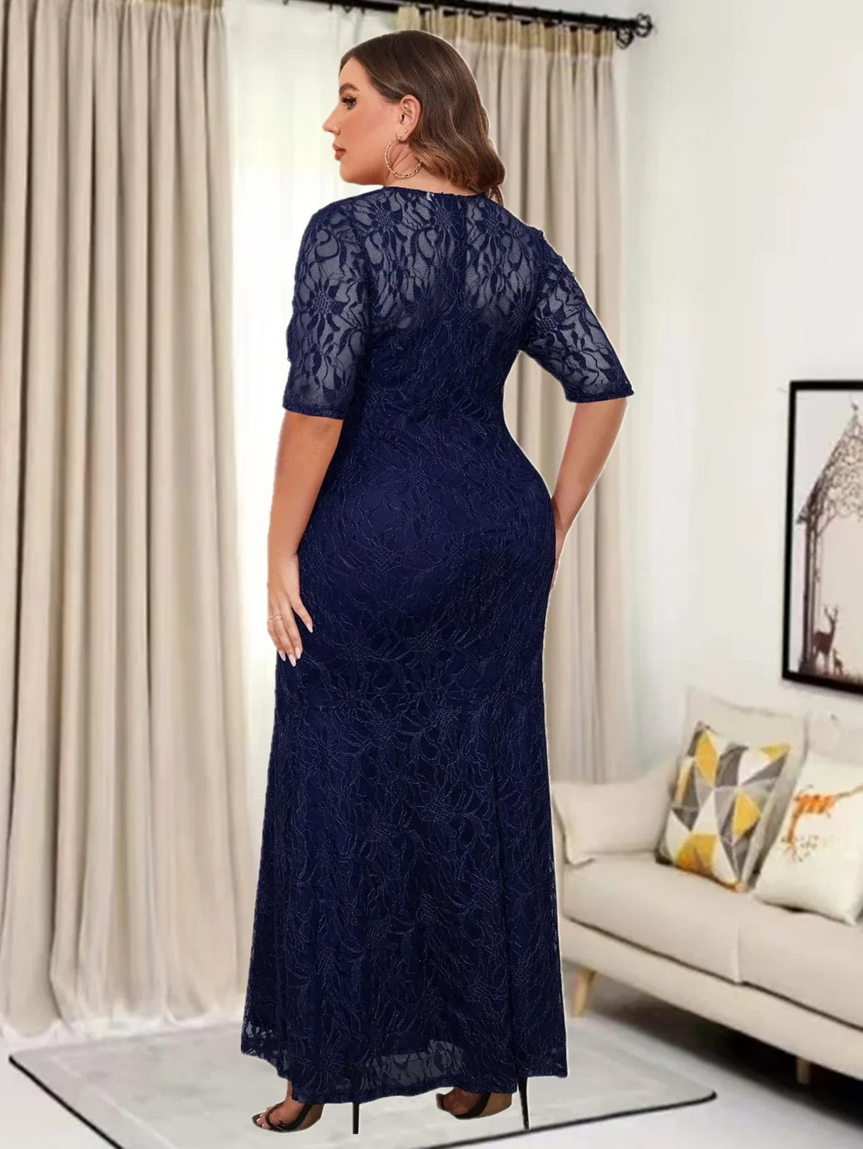 Plus Size Elegant Party Evening Formal Lace Dresses