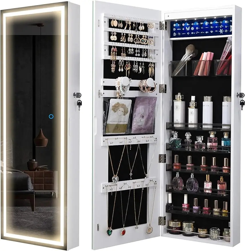LED Mirror Jewelry Cabinet, Wall / Door Jewelry