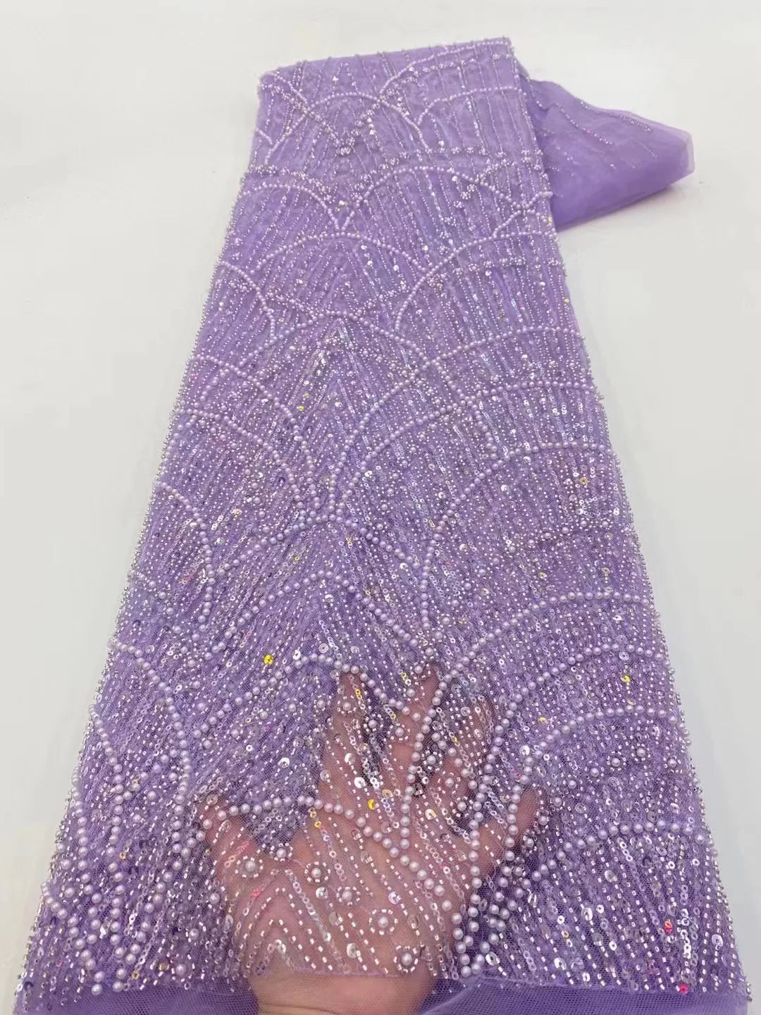 High Quality Beaded Lace Fabrics for Wedding Fabric