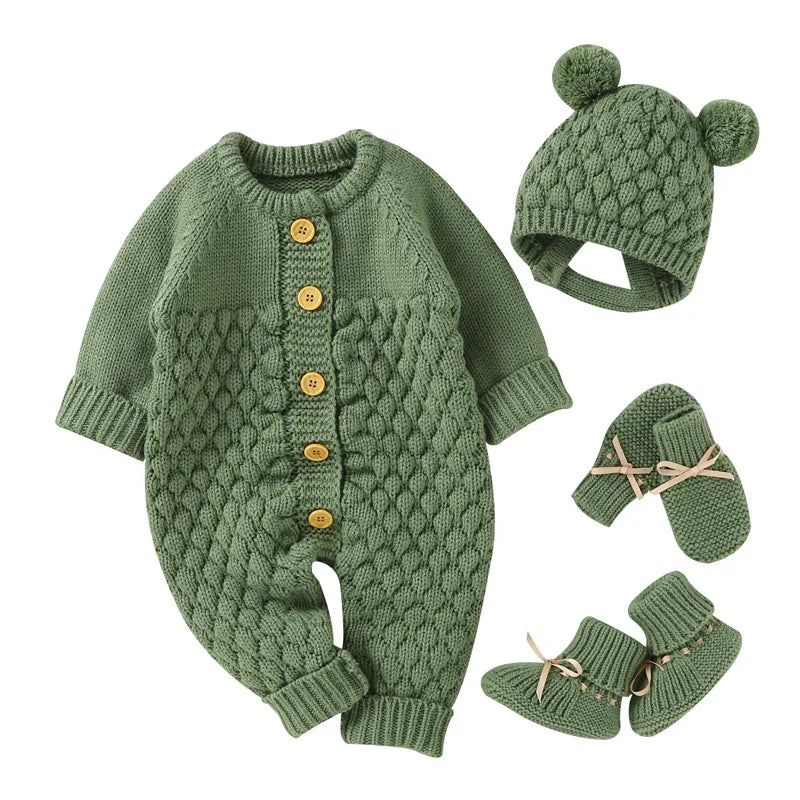 Baby Rompers Clothes Autumn Winter Knitted Newborn Boys