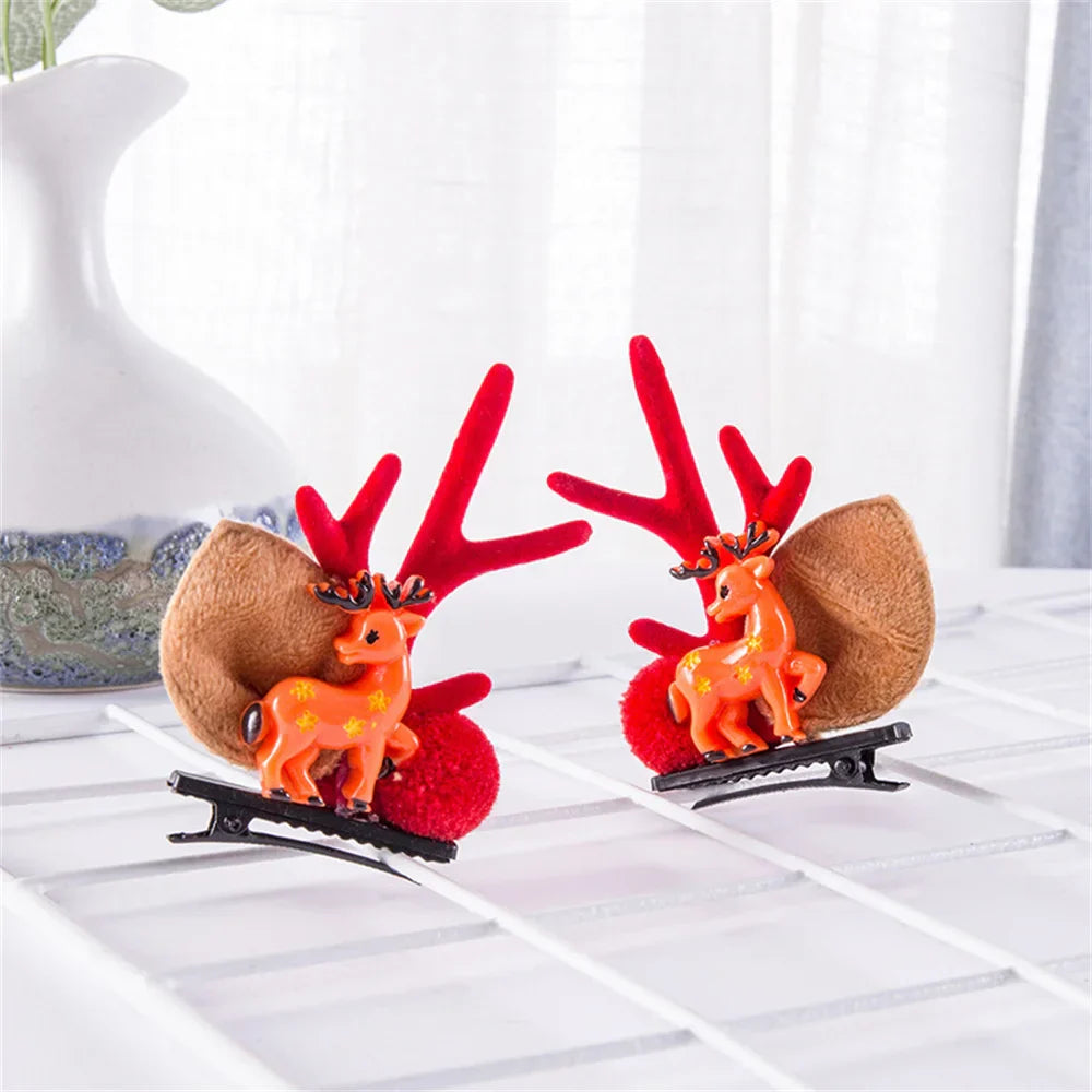 2pcs Pack Cute Reindeer Ears Hair Clip Classic