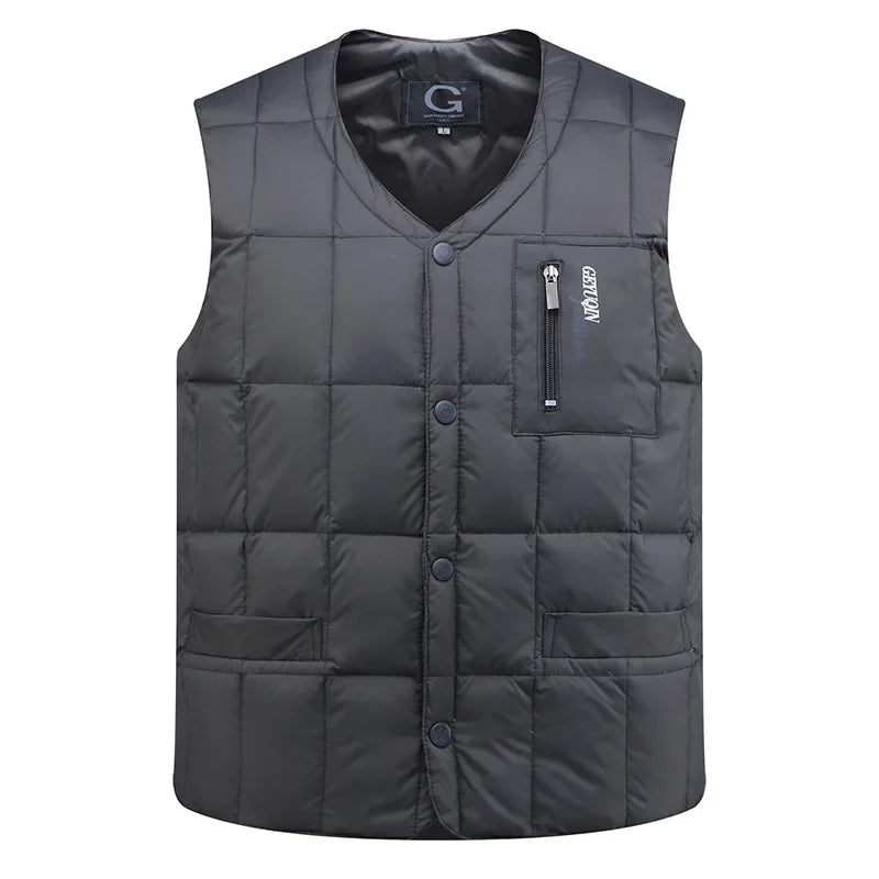White Duck Down Vest Men Lightweight Autumn Winter