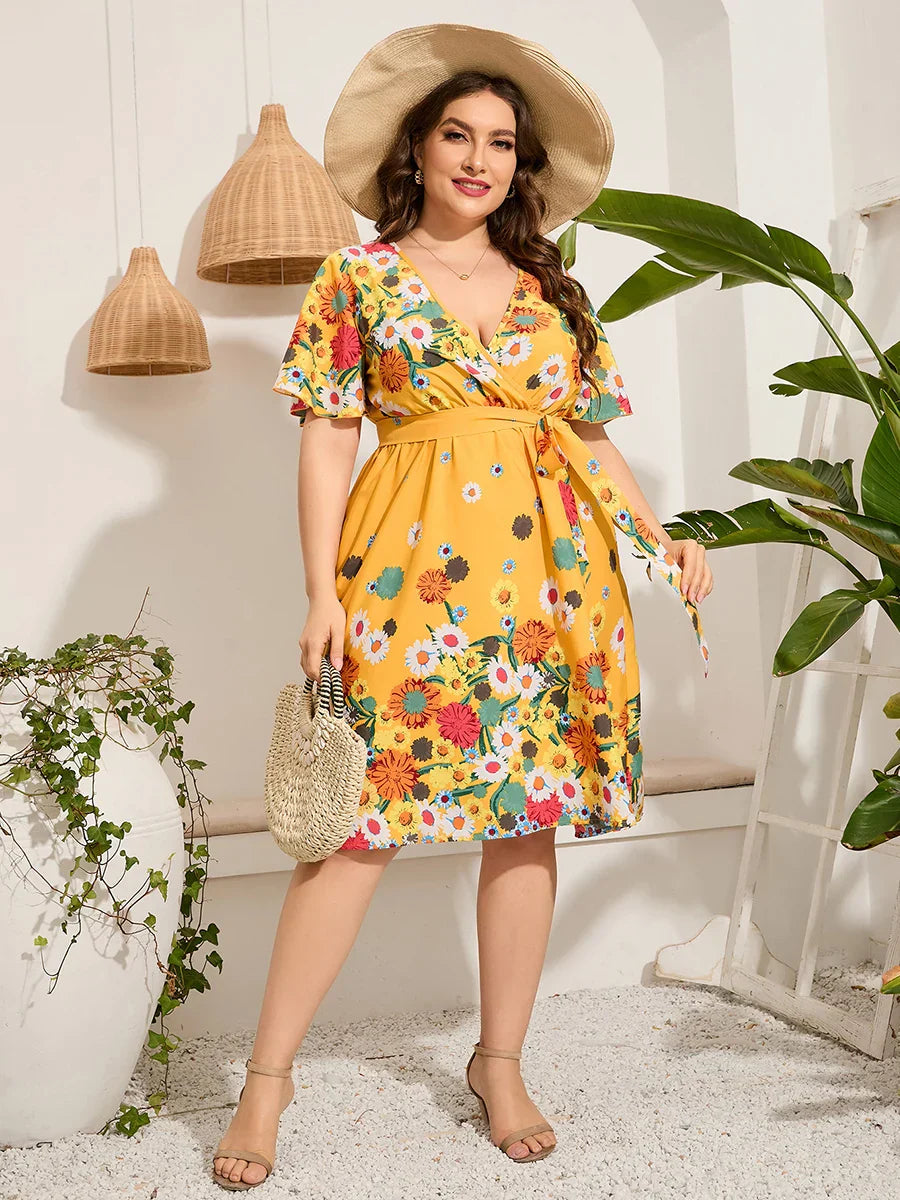 4xl 5xl Plus Size Midi Dress Women 2023