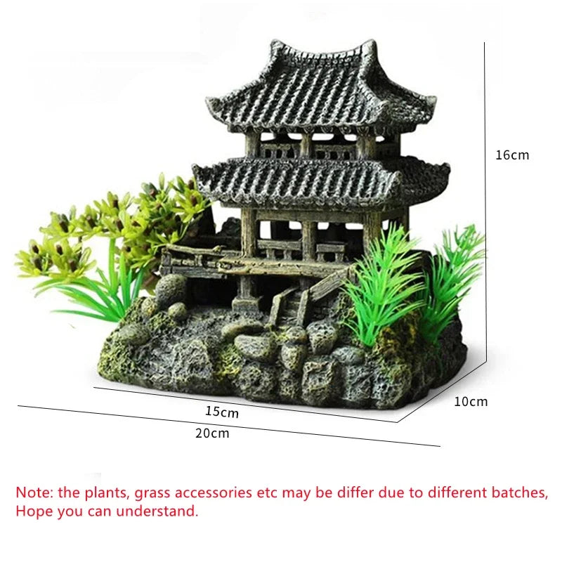 Large Resin Aquarium Fish Tank Mountain View Oranment
