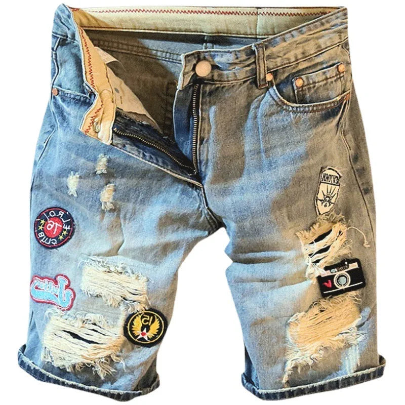 Summer Casual Punk Style Luxury Ripped Washed Jeans