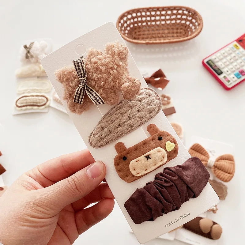 4PCS Baby Girl Hair Clips Autumn Winter Kids