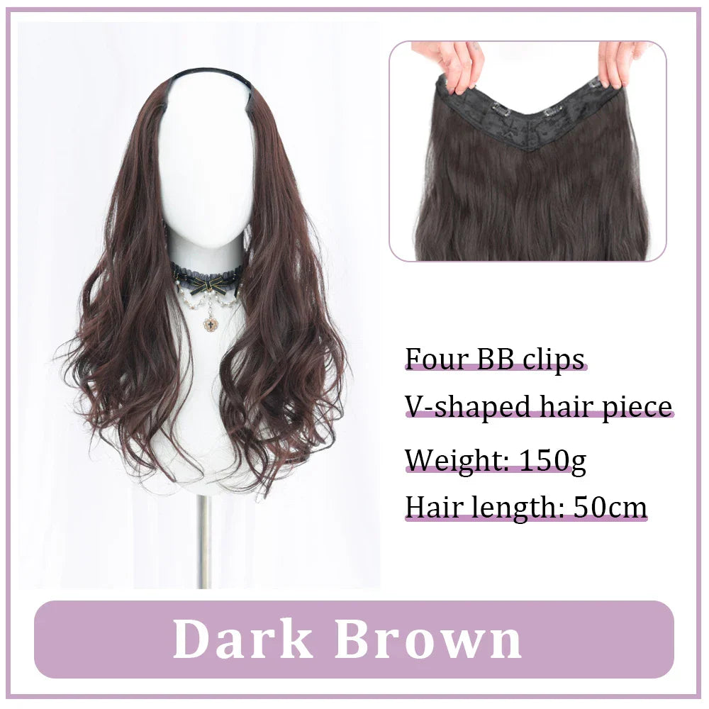 WEILAI Women's V-Shaped Long Hair Extension Synthetic Wig