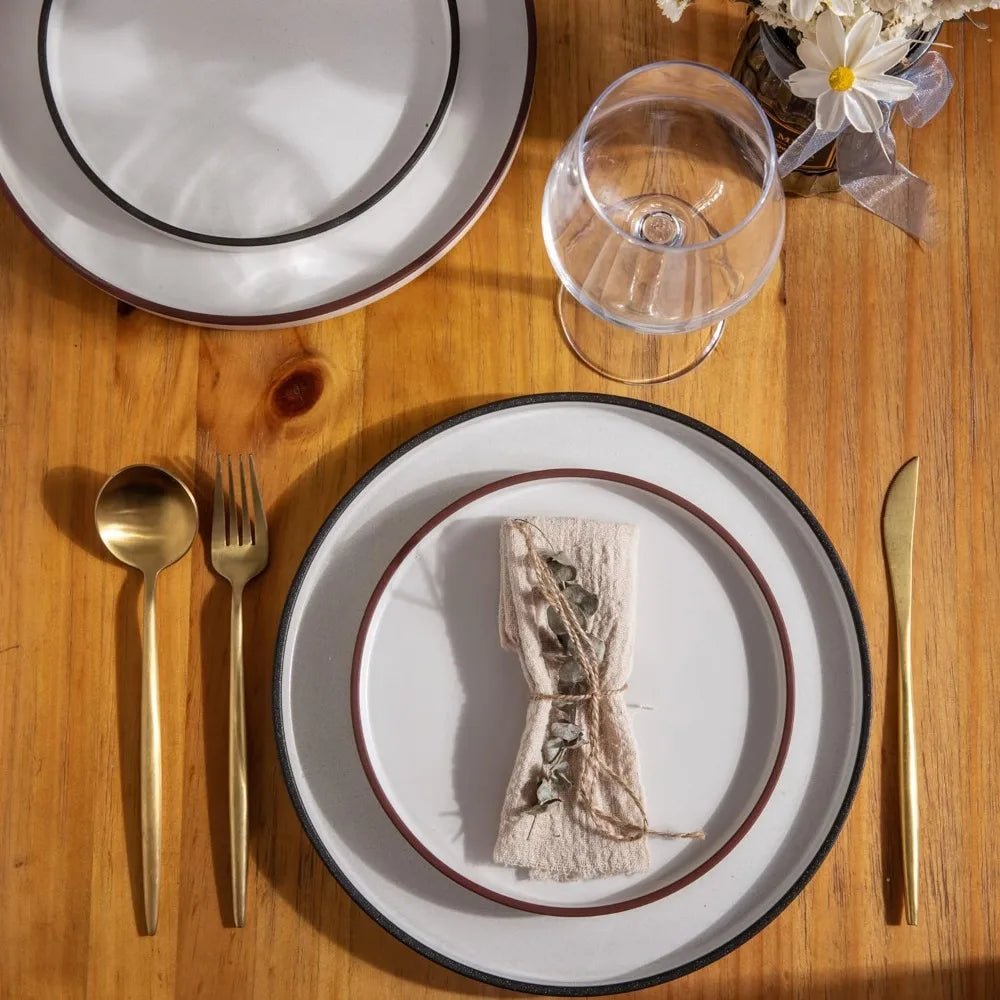 Ceramic Dinnerware Sets of 4, High Edge Stoneware