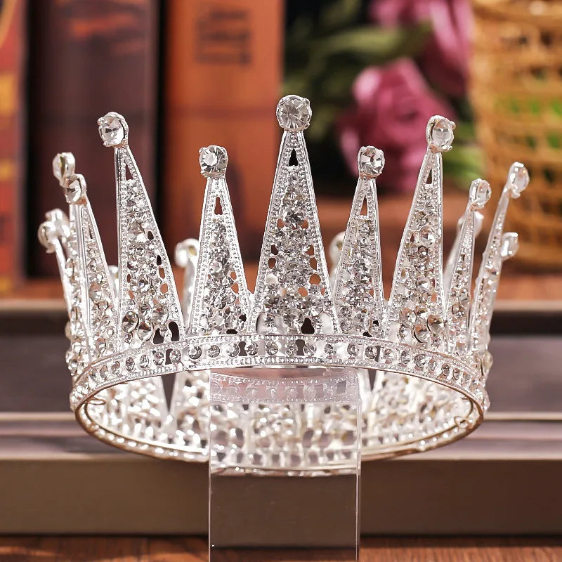 Crystal Rhinestone Round Crown Tiara Hair Jewelry Wedding
